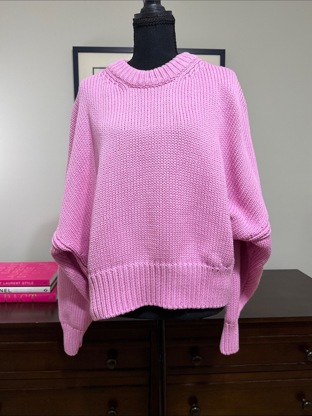Sezane Virgil Cotton Sweater in Rose Summer - Picture 2 of 7